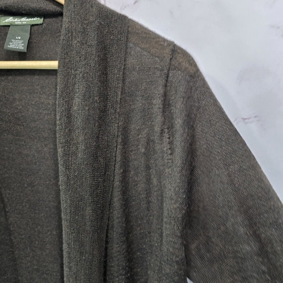 Eddie Bauer Cardigan Womens Large Brown Merino Wool Lightweight Sweater Topper - Picture 8 of 10